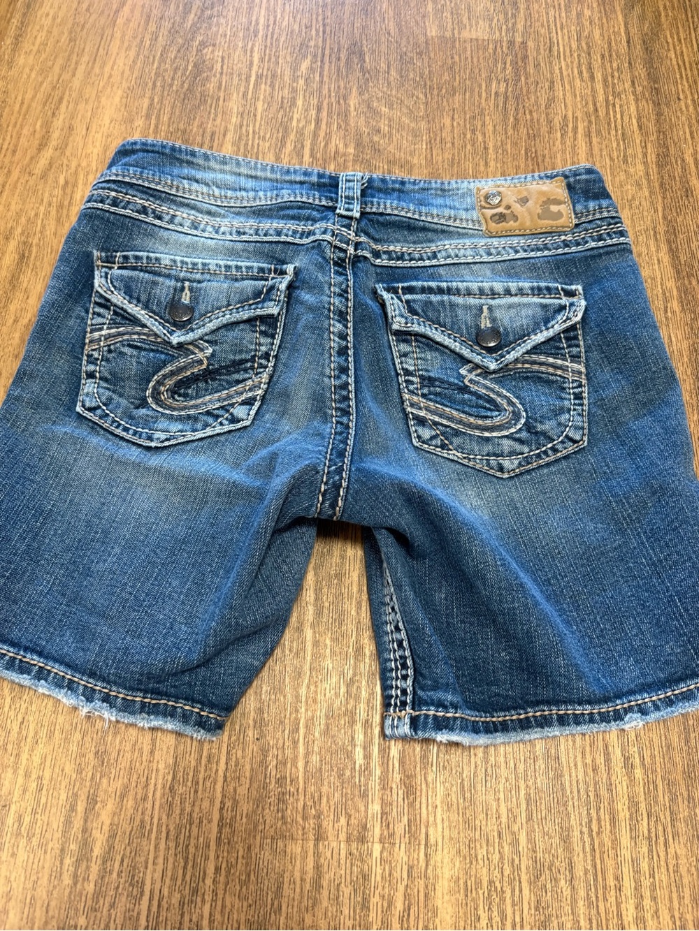 Silver Jeans Medium Blue Distressed Denim Shorts